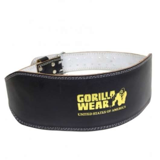 6 Inch Padded Leather Belt, black/gold, small/medium