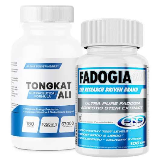 Alpha Power Herbs Tongkat Ali, 180 caps + SNS Biotech Fadogia 20:1, 100 caps -