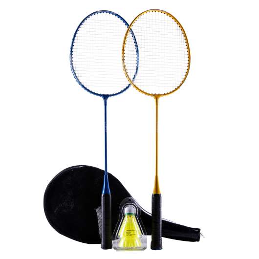 badmintonset br 100 starter vuxen gul/blå