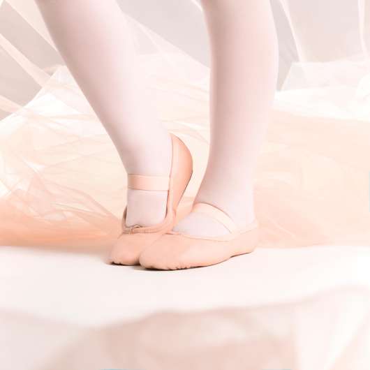 Balettskor Med Hel Sula För Nybörjare - Läder Rosa