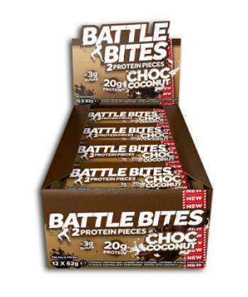 Battle Bites Protein Bars 12 x 62g - Choco Coconut