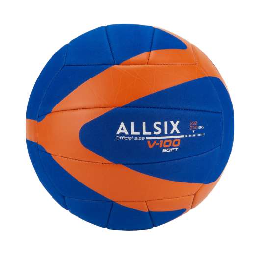 Boll Volleyboll V100 Soft 230-250g Blå/orange 10-14 År