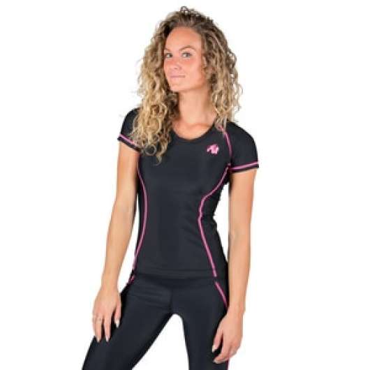 Carlin Compression Short Sleeve Top, black/pink, medium