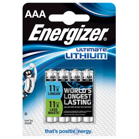 Energizer, 4-pack Batteri Aaa-lr3 Lithium,