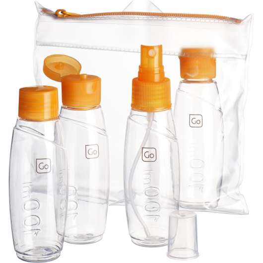 Flaskor 100 ml godkända för handbagage för resa och vandring - set med fyra