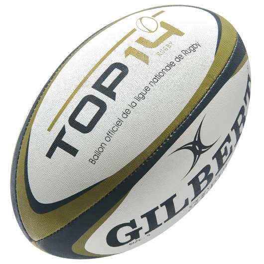 Rugbyboll Storlek 5 - Gilbert Top 14 Vit Guld