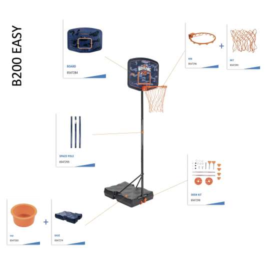 Sats Med Skruvar - Reservdel - För Basketkorg B200 Easy