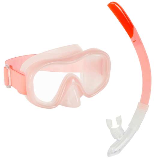 Snorkelset Mask+Snorkel Med Ventil 100 Junior Neongrön