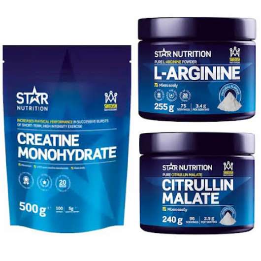 Star Nutrition Pump-Paketet - Creatin 500g + Citruline Malate 240g + L-Arginin 255g